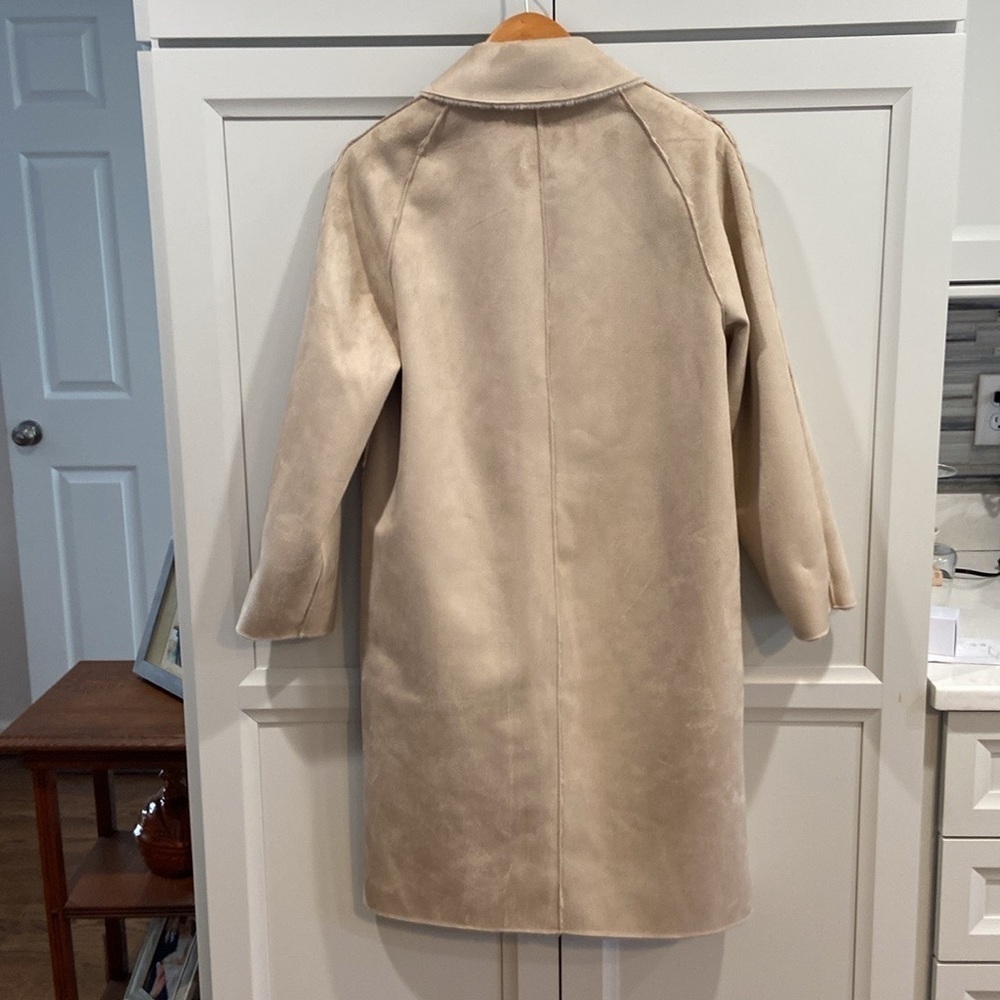 J.McLaughlin NWT Women Quay Reversible Faux Fur Coat Lt_sand-solid Small - Picture 7 of 11